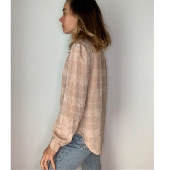 NWT Vintage Dead Stock Stripped Pussy Bow Beige Blouse - Picture 15 of 16